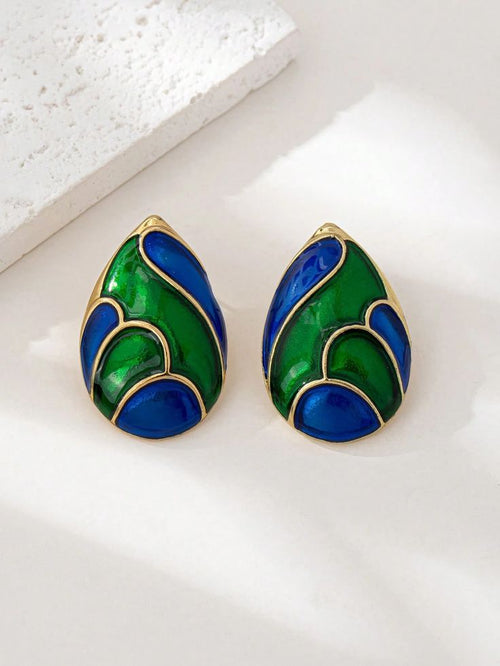 1 Pair Women's Fashion Animal Stylish Versatile European American Exaggerated Enamel Water Drop Earrings
