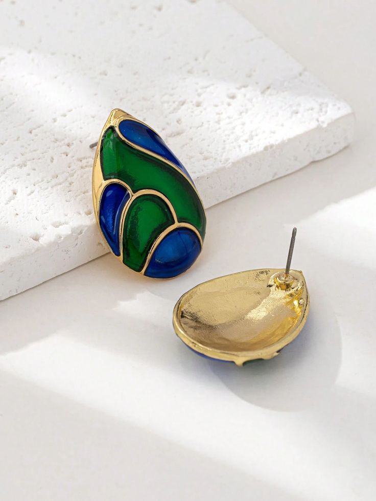 1 Pair Women's Fashion Animal Stylish Versatile European American Exaggerated Enamel Water Drop Earrings