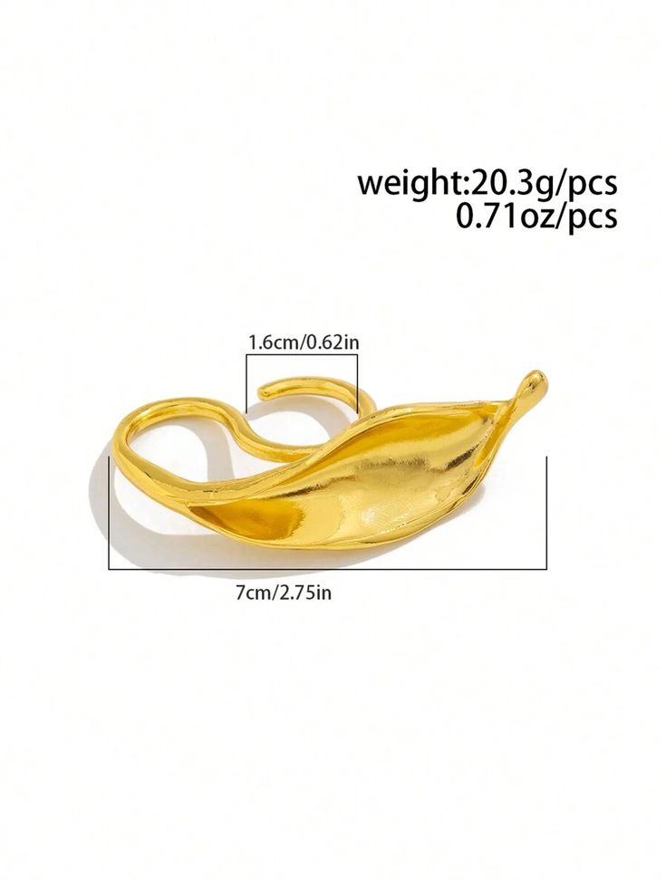 1PC Retro Leaf Curved Metal Ring, Innovative Thick Gold Silver Ring, Suitable for Women Daily Wear and Party Decoration, Elegant Jewelry Gift