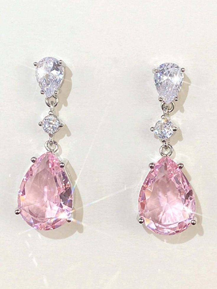 Pair of Women's Floating Cubic Zirconia Dot Stud Earrings