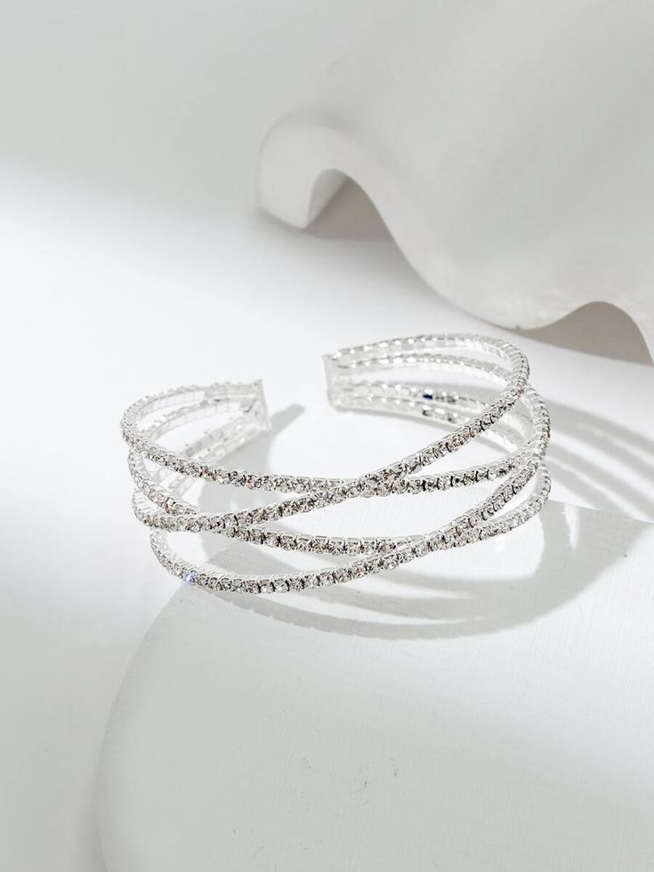 Ramadan layered rhinestone decorated open bracelet