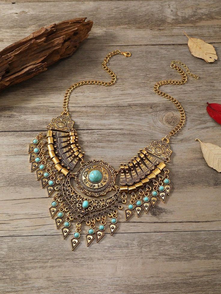 Elegant Multilayer Water Drop and Tassel Choker Necklace, Bohemian Choker Necklace for Women
