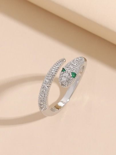 Rhinestone Snake Pattern Ornate Ring