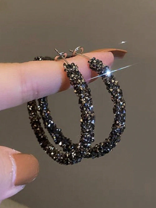 1 Paire De Boucles D'oreilles Femme À Cerceau En C Brillant Et Scintillant