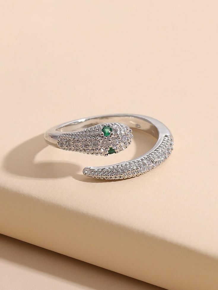 Rhinestone Snake Pattern Ornate Ring