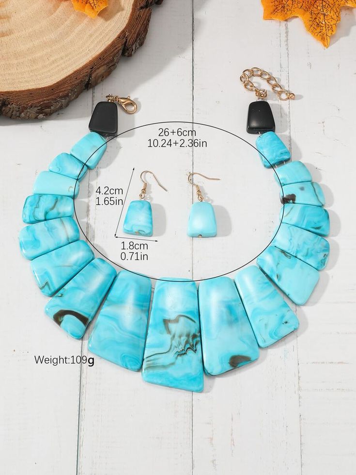 3pcs/set Luxury Shiny Gemstone-Like Liquid Shape Necklace and Earrings Set Suitable for Women's Daily Wear, Evening Party, Birthday Gift