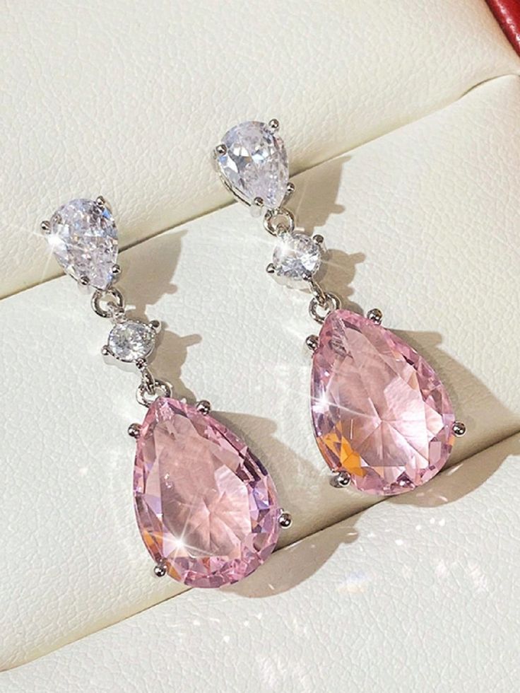 Pair of Women's Floating Cubic Zirconia Dot Stud Earrings