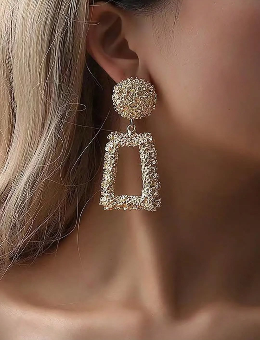 2025 Fashion Geometric Trapezoidal Earrings Long Metal Earrings Women Earrings Silver