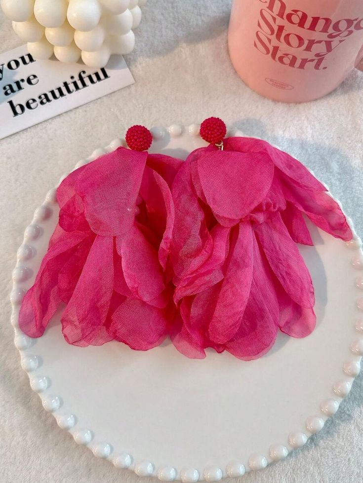 Fashion Women's Handmade Beaded Lace Petal Dangle Earrings